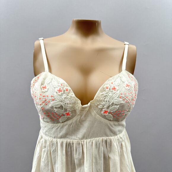 Free People Intimately Bed of Roses Babydoll Slip Dress Off White Women's Small - Picture 5 of 14